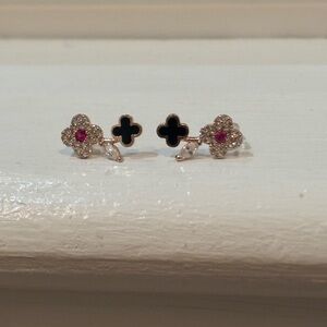 Clover Design Earrings On Alloy And Sterling Silver